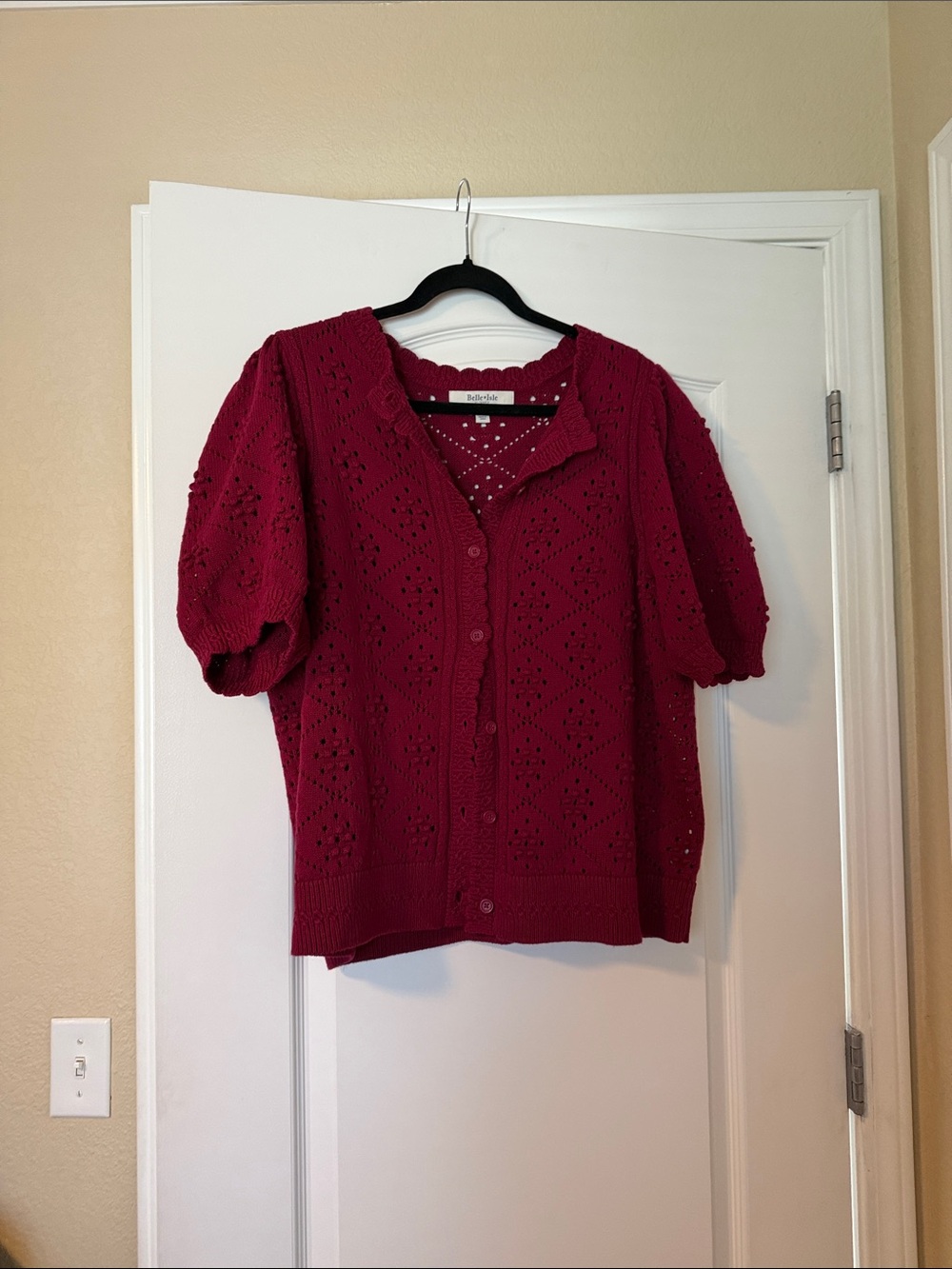 Torrid Eyelet Knit Button-Up Cardigan in Deep Berry